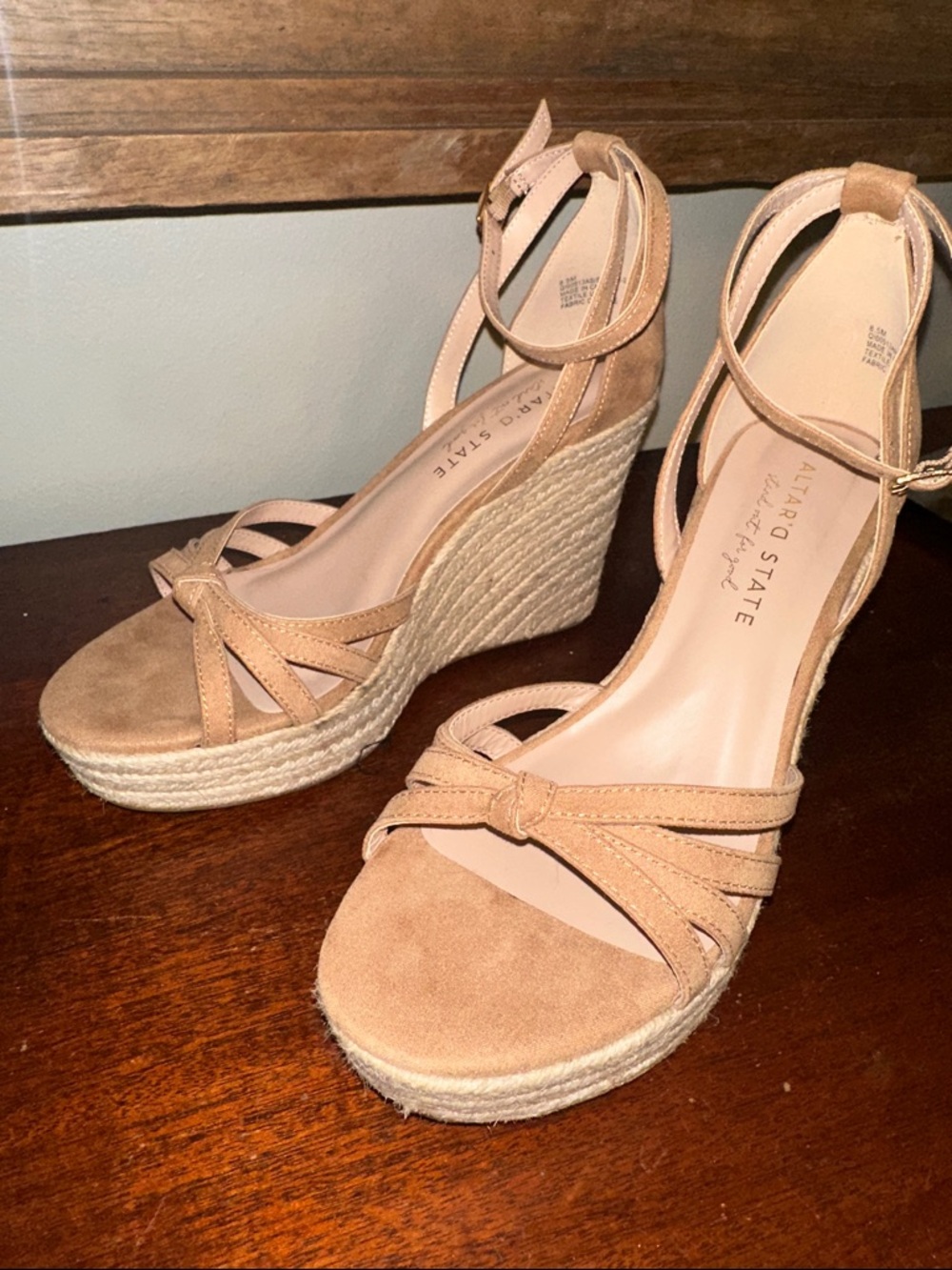 Altar'd State Tan Espadrille Wedge Sandals